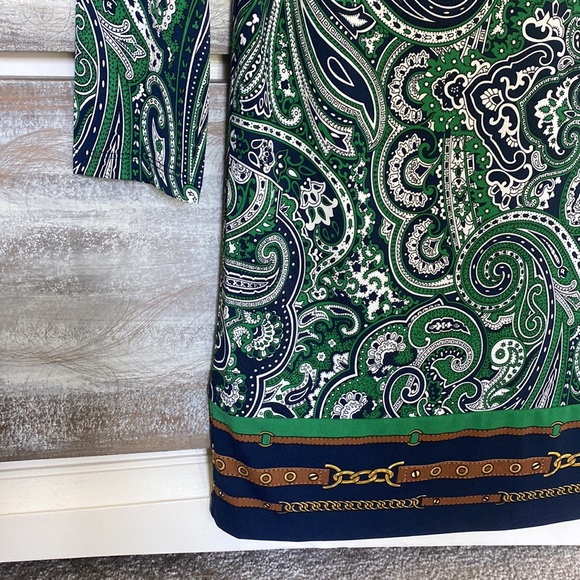 Michael Kors Navy and Kelly Green Long Sleeve Dress - Picture 5 of 7